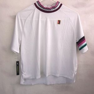 Nike Dri Fit White Checkered Standard Fit Top